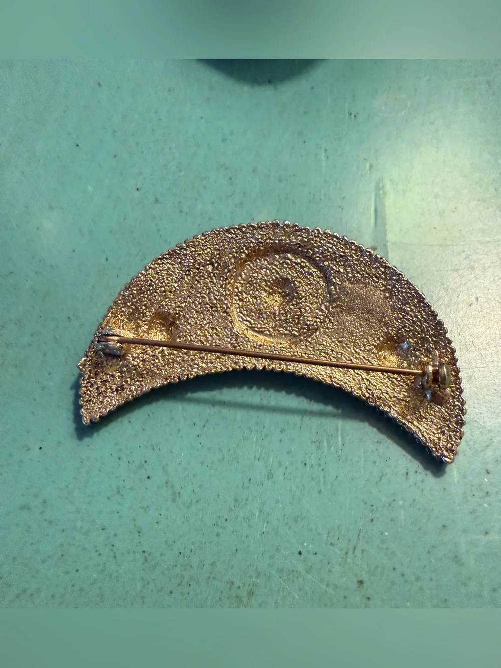 Celestial moon gold Tone brooch